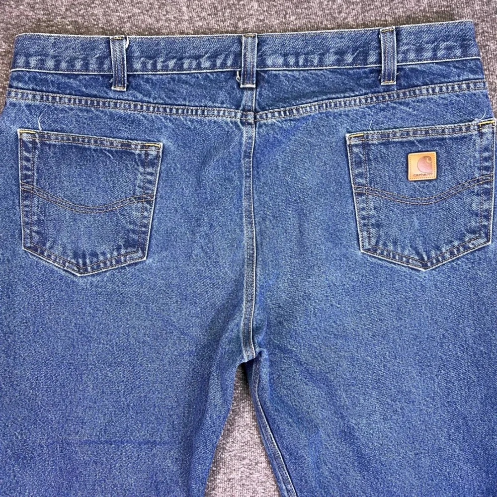 Carhartt Jeans Mens 42x29 Blue RelaxedWorkwear B480-DVB Straight Rugged Denim‎